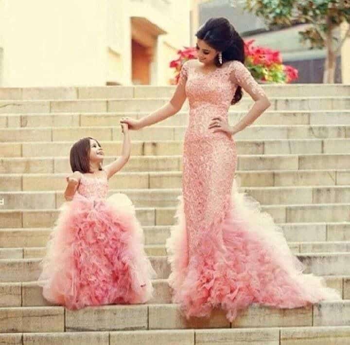 mom and daughter in same dress