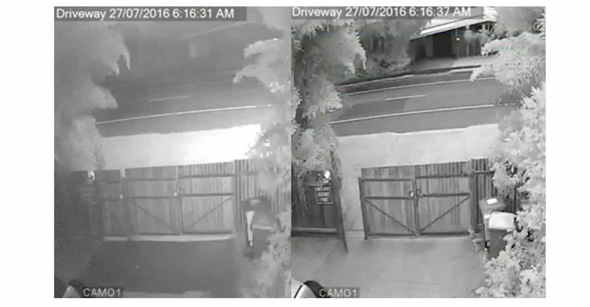 CCTV Screenshots Showing Closed and Open Gate