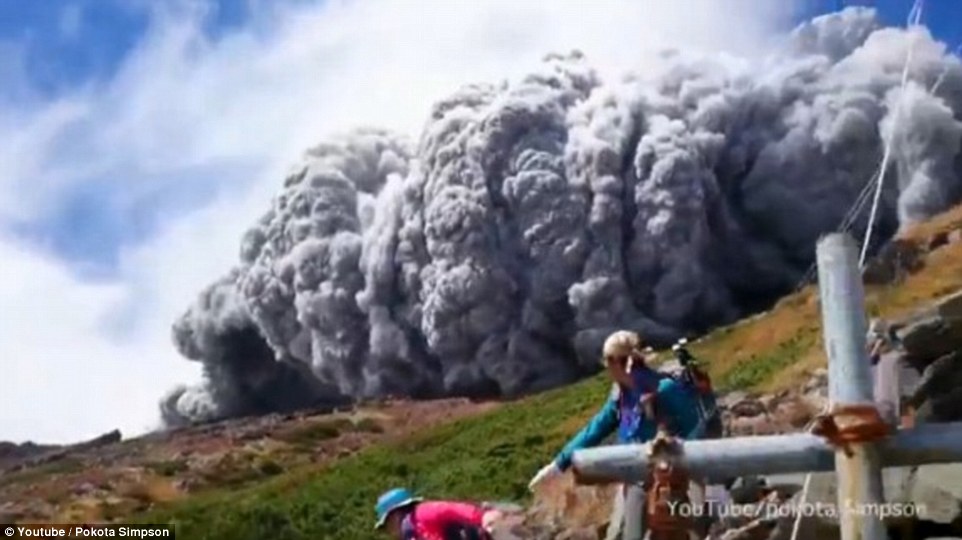 50 hikers were sent running for their lives after Mount Ontake erupted without warning.