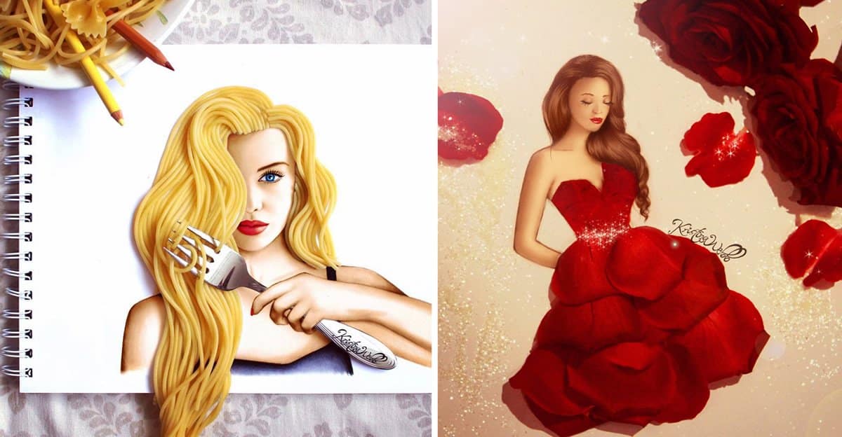 Teenage Girl Uses Real Life Objects With Her Drawings And