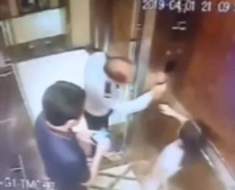Old Man Forces Hugs And Kisses On Little Girl In Lift